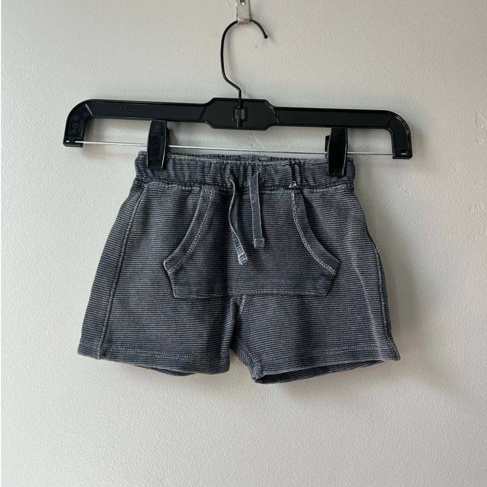 Zara Boy Ribbed Knit Shorts Washed Gray 6-9M Scandi Euro Summer Resortwear Beach